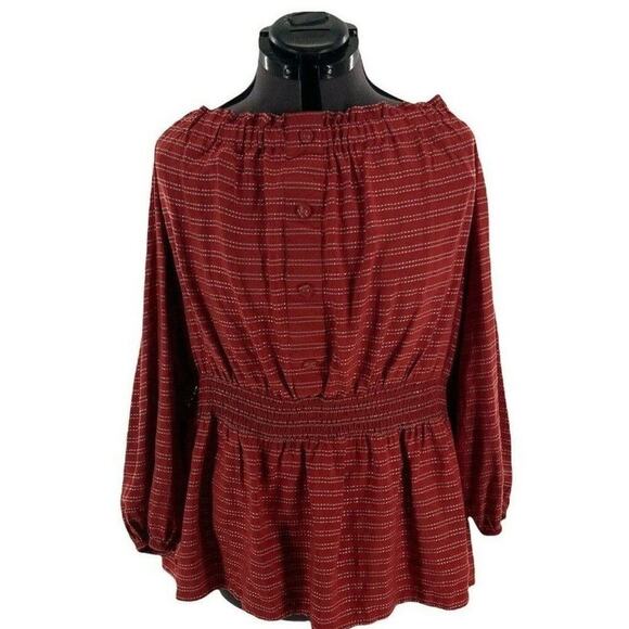 Lane Bryant Blouse Women Plus Size 22/24 Off Shoulder Ruffle Elastic Waist Top - Picture 2 of 11